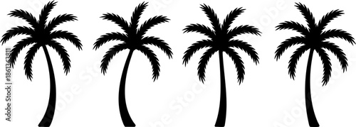Palm Tree Silhouette Icons Set EPS Tropical Beach Vector Design