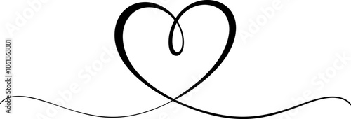 Heart Line Art Divider EPS Minimal Love Romance Continuous Vector