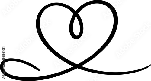 Heart Line Art Divider EPS Minimal Love Romance Continuous Vector