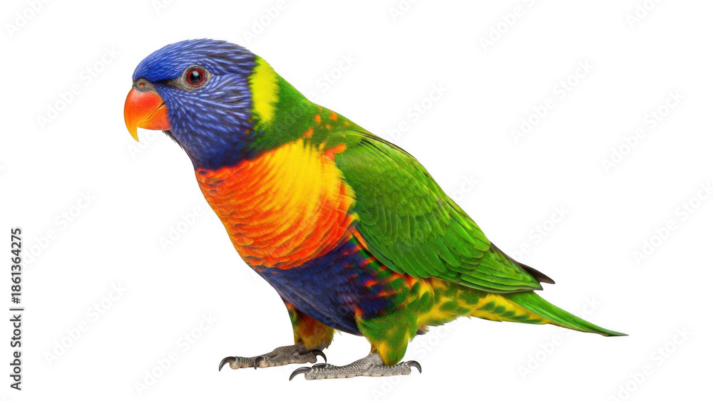 Fototapeta premium Vibrant rainbow lorikeet perched on a branch