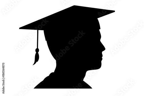 Male Graduate Silhouette Wearing Mortarboard Academic Cap Vector Illustration