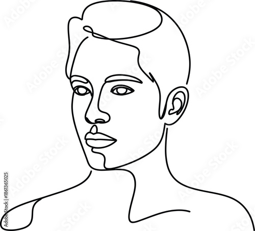 Minimalist line drawing of a human head profile with simple facial features