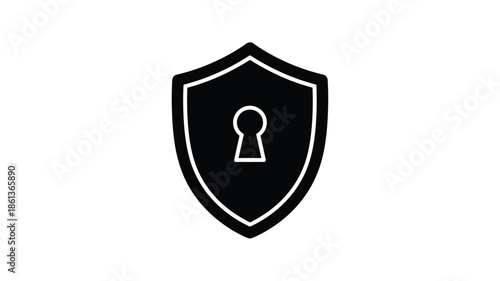 A black shield icon with a white keyhole at its center is displayed