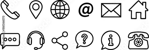 Communication Contact Icons Set EPS Phone Email Chat Map Vector