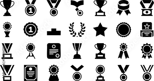 Awards Achievement Icons Set EPS Trophy Medal Badge Winner Vector