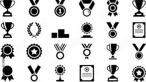 Awards Achievement Icons Set EPS Trophy Medal Badge Winner Vector