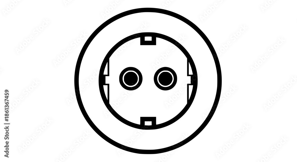 Fototapeta premium Plug socket graphic mark black white icon 