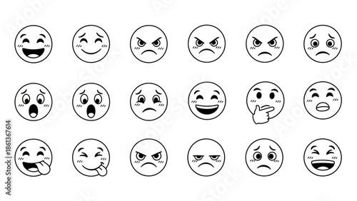 Emoji faces set. Expression icons collection