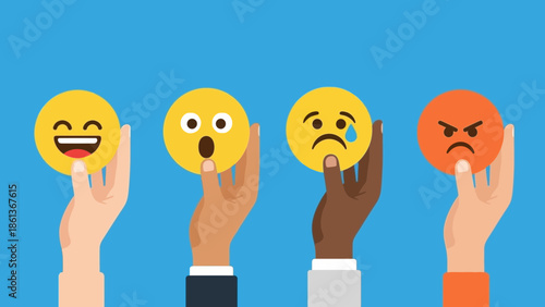 Emoji Feedback: Human Emotion & Technology Concept