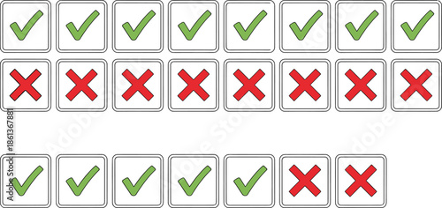 Checkmarks and crosses pattern illustration