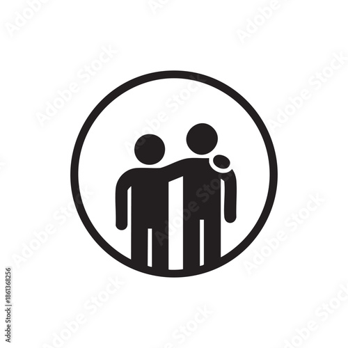 Vector black People relationship vector icon. brotherhood filled flat sign for mobile concept and web design. Friends, friendship glyph icon.