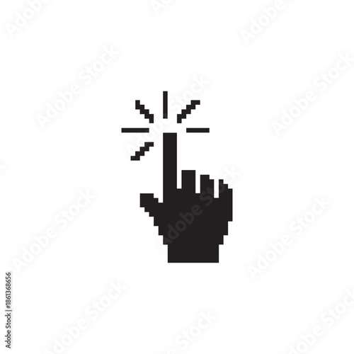 Vector Click icon or Cursor pixel syle.Pixel Click icon. Mouse click cursor icon