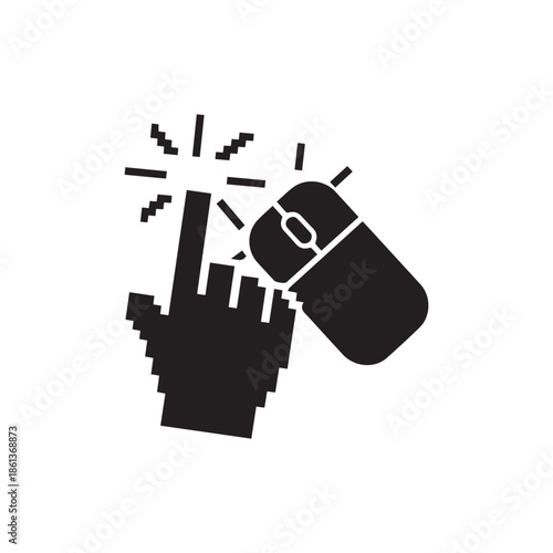 Vector Click icon or Cursor pixel syle.Pixel Click icon. Mouse click cursor icon