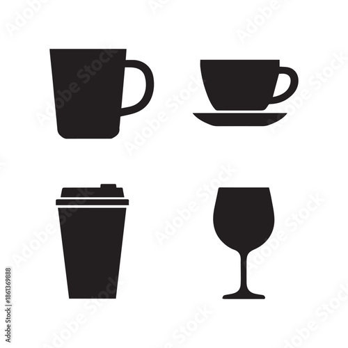 Vector cup icon set design.