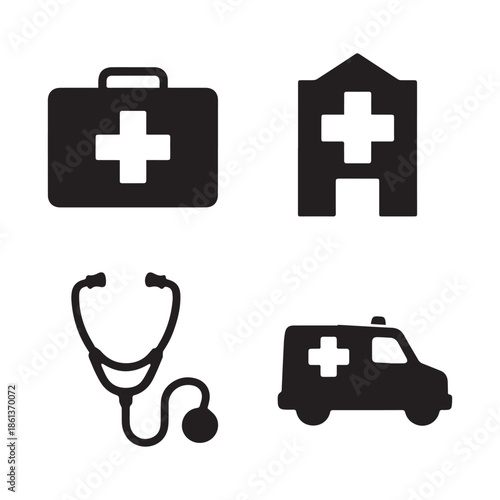 Vector hospital icon set design.