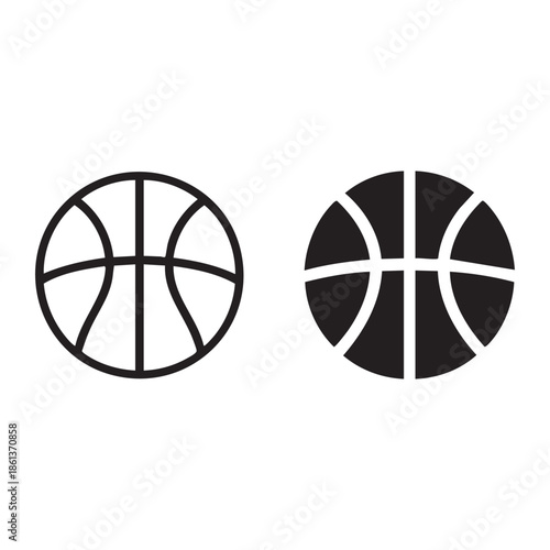 Vector Basketball ball icon. line and glyph version, outline and filled vector sign. Rubber ball linear and full pictogram. Sports equipment symbol, logo illustration.