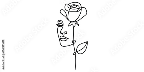 Arab businessman with briefcase walks forward in minimalist continuous line art