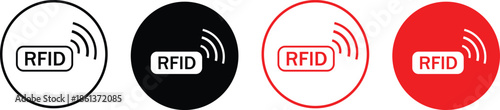 Contactless Technology Icons. RFID wireless symbol. Proximity sensor graphic design. Access control and security regulation signs
