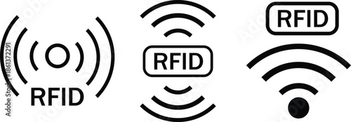 Contactless Technology Icons. RFID wireless symbol. Proximity sensor graphic design. Access control and security regulation signs
