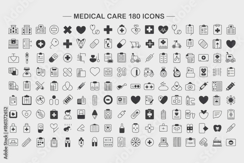 set of icons for medical care 
