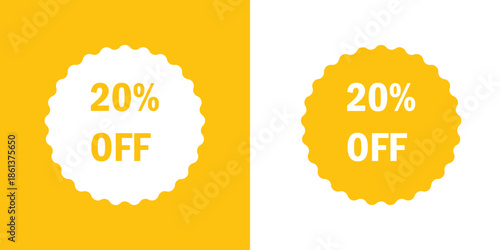 Marketing Promotion 20% Off Yellow Sticker Icon