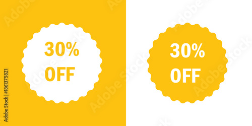 Special Offer 30% Off Promotion Label in Yellow Color
