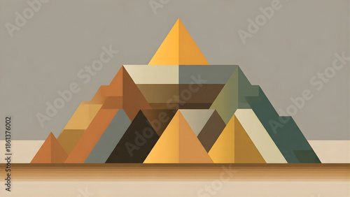 Minimalist Geometric Resilience Concept with Interlocking Earth Tone Forms