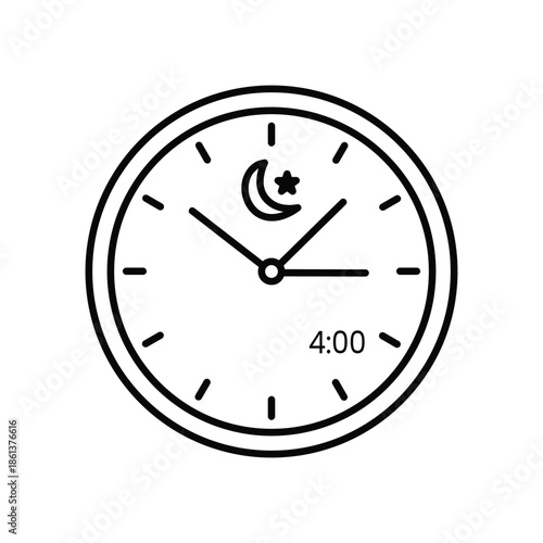 Ramadan clock time 4 00 am suhoor deadline crescent moon star