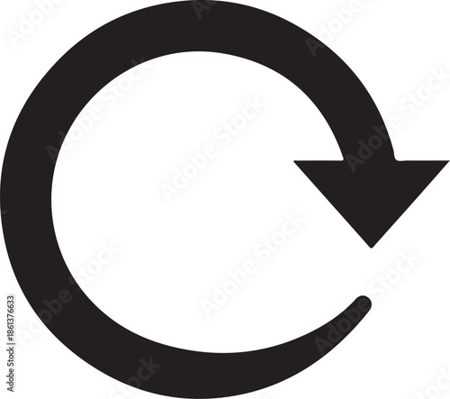 Black circular arrow icon for recycling and reuse concepts