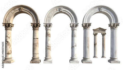 Architectural study of archways and pillars, showcasing variations of design and detail