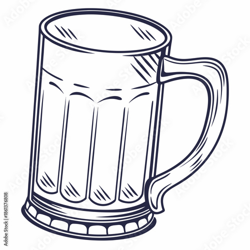 Empty Beer Mug Glass Outline Vector for Pub and Bar