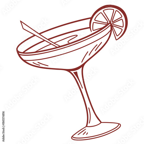 Minimal Cocktail Glass Outline Vector Icon for Bar Menu