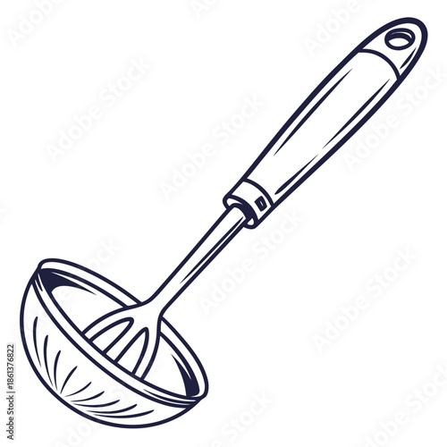 Cooking Ladle Soup Spoon Outline Vector Icon Kitchen