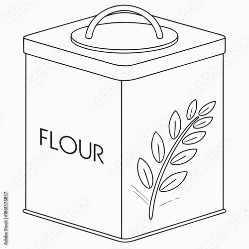 Minimalist Flour Storage Jar Outline Vector Icon