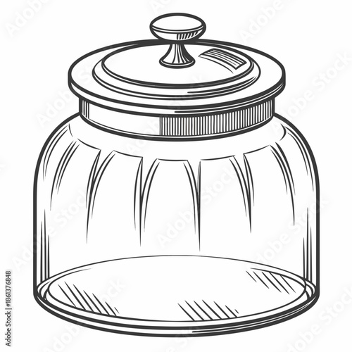 Glass Mason Jar with Metal Lid Outline Vector Icon