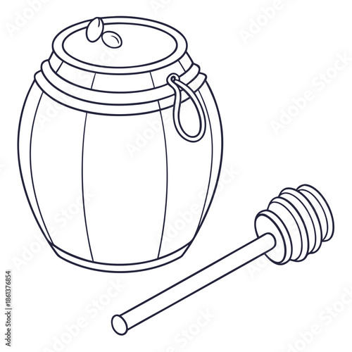 Honey Jar Outline Vector Illustration Minimalist Icon