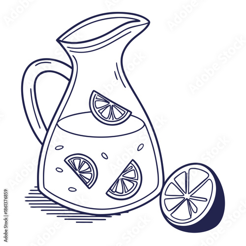 Juice Jug Water Pitcher Minimalist Outline Vector Icon