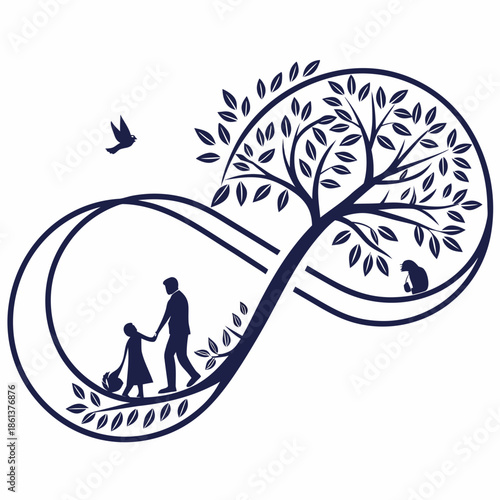 Minimal Abstract Continuous Loop Infinity Icon Vector