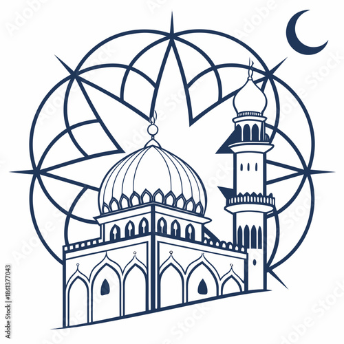 Islamic Star Minimal Geometric Abstract Design Mark