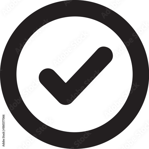 Simple checkmark symbol in circle for approval and confirmation