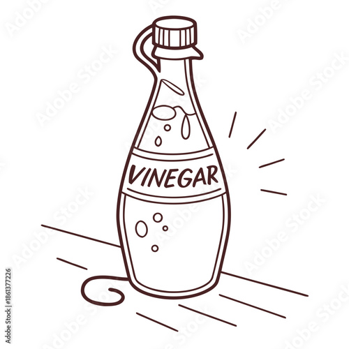 Minimalist Vinegar Bottle Vector Outline Icon