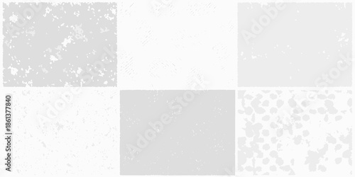 Abstract arrangement of six grayscale squares with textured and varied tones