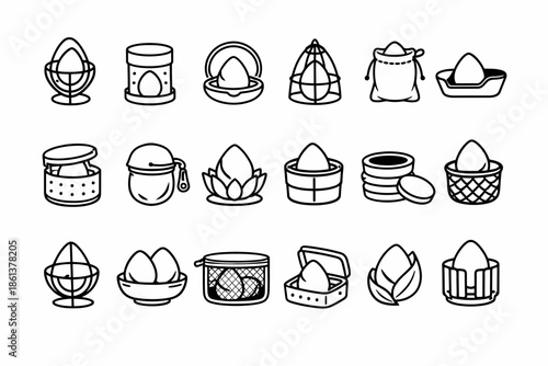 Collection of various egg basket designs and containers illustration
