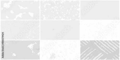 A grid of nine grayscale abstract textures and patterns softly illuminated