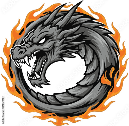 Set of Fierce Fire Dragon Mascot Characters for Sports Team Branding, Esports Logos and Marketing Design generative ai