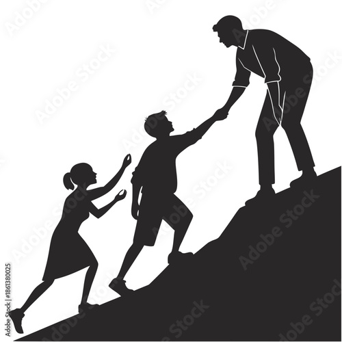 Helping each other up the hill