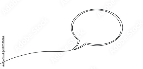 line speech bubble outline pointing left, empty template for communication or dialogue