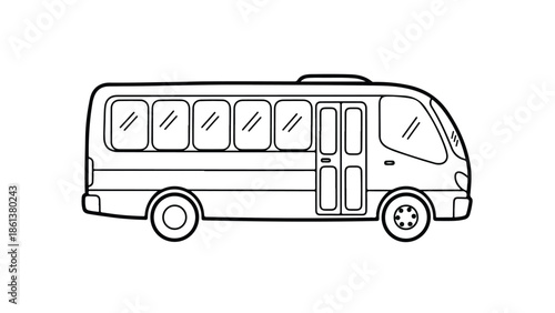 Simple outline sketch of a modern city transit bus
