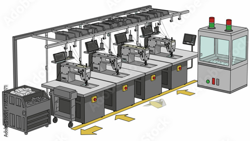 Automated sewing production line with smart monitoring system