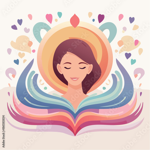 "Paix Intérieure : Illustration Émotionnelle et Équilibrée du Bien-Être Féminin